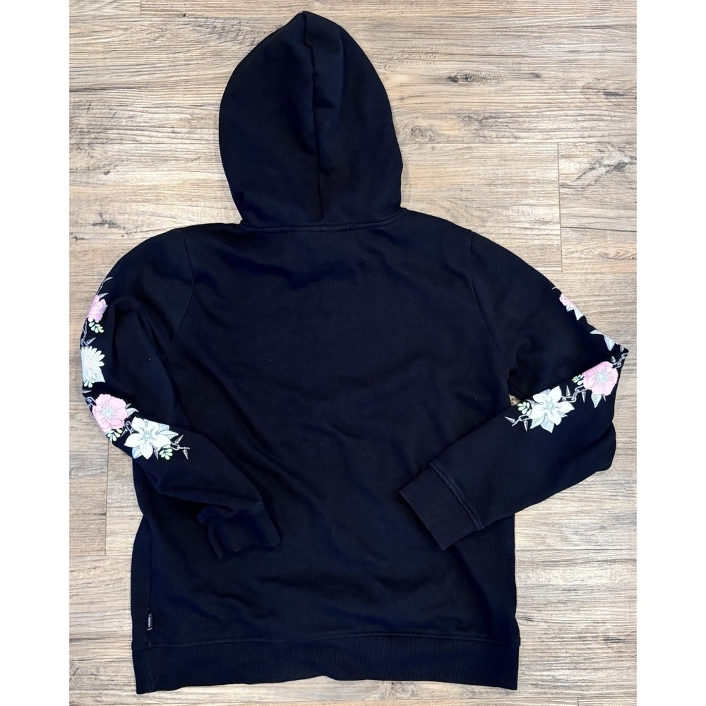 Vans Barbed Floral pink and white flowers Floral Sleeve Hoodie Black Pullover M - Picture 11 of 15